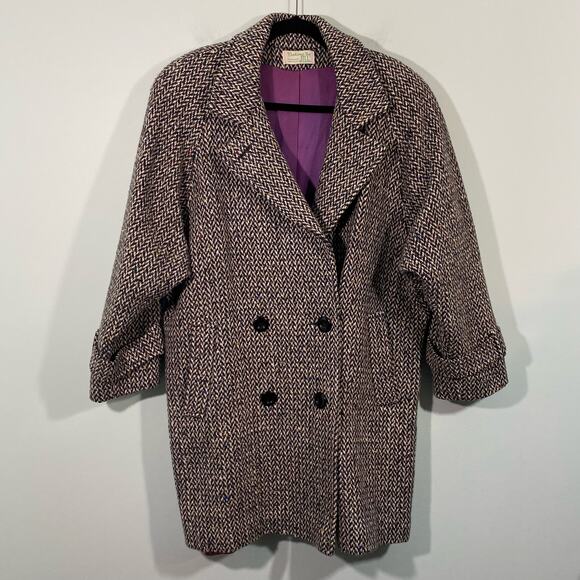 Vintage 80's Fashion by Jill Made in USA Structured Tweed Double Breast Coat - Picture 1 of 11
